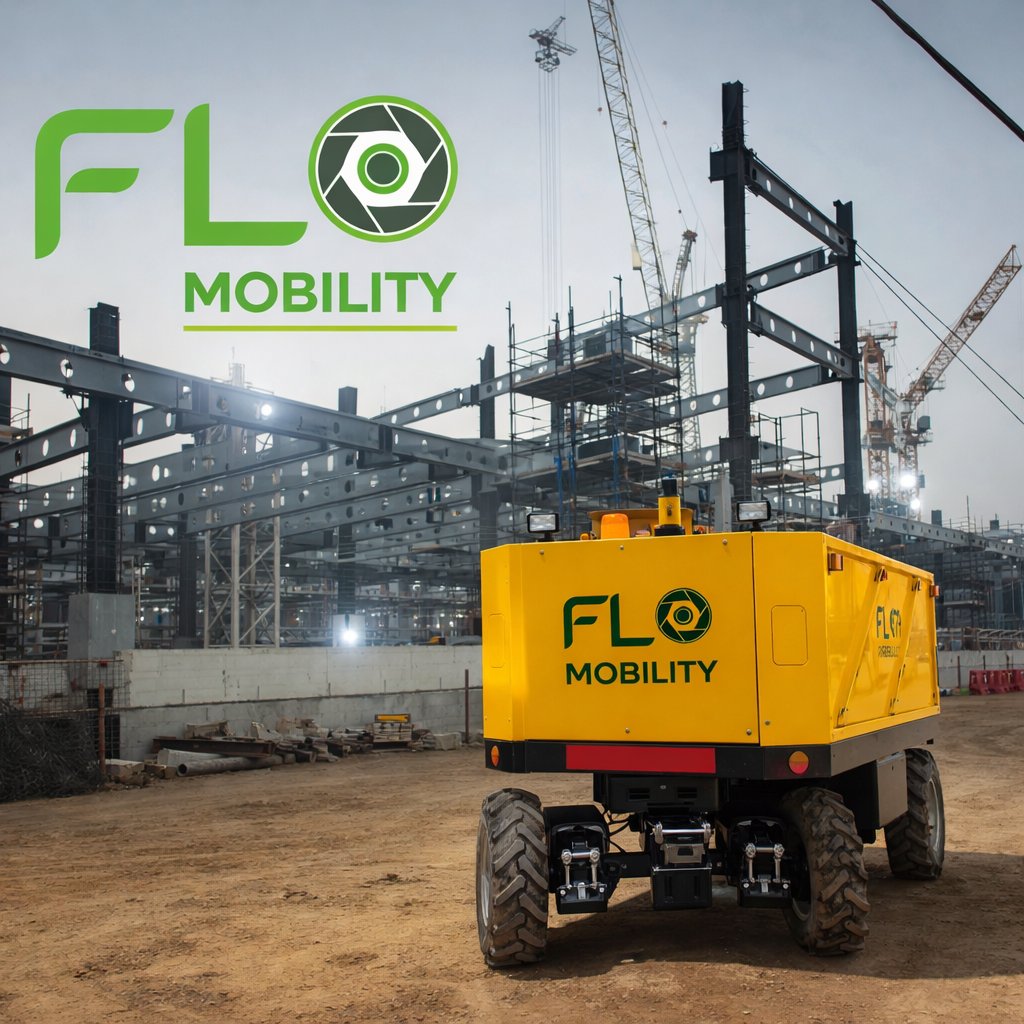 Flo Mobility material movement robot on the Stargate data centre site
